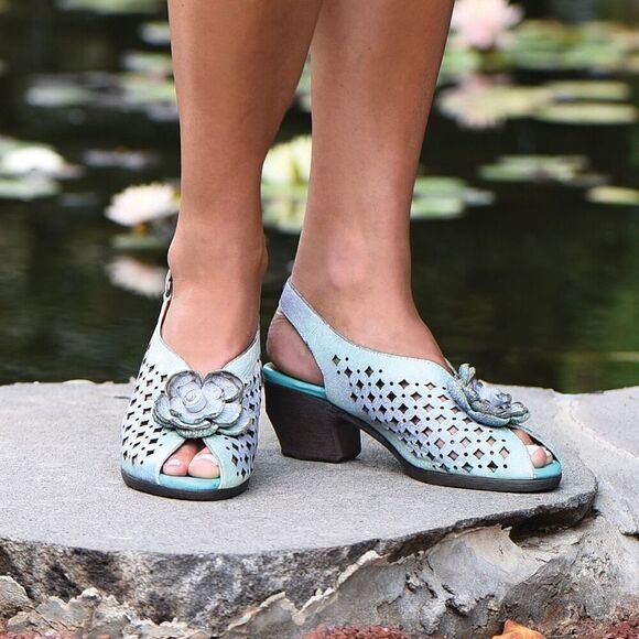 Spring Step L’Artiste Women’s Lovella Blum Blue Multi Leather Flower Appliqué L - Picture 14 of 15